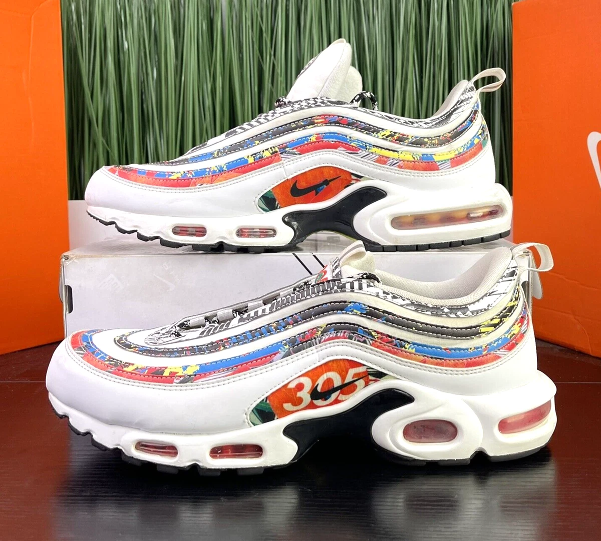 manejo Enciclopedia módulo RARE Nike Air Max Plus 97 Men Shoes Multicolor White City Miami 305 Size 12  | eBay