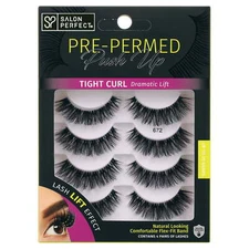 Salon Perfect Pre-Permed False Eyelashes, Dramatic Lift Fake Lashes, 672 4 Pairs