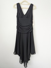 New Eliza J New York Women's Black V-Neck Cocktail Sleeveless Midi Dress Size 10