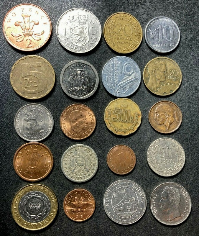 MYSTERY Coins of the World Lot - 20 Different Nations - W/ BONUS COIN - Lot #U10