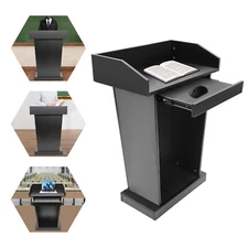 Presentation Stand Black Wooden Lectern Podium Pulpit Church Conference Lectern