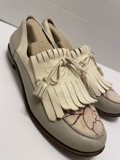 Tory Burch Women's Ruth Floral Tassel Kiltie Loafers Gray, White Sz 8 M