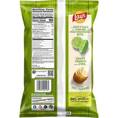 Lay's Potato Chips LIMON Flavor Crispy Tangy Zing of Lime 7.75 oz