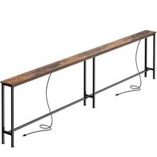 102 Inch Sofa Table with 2 Power Outlets and USB-Ports, 5.9 Inch Narrow Conso...