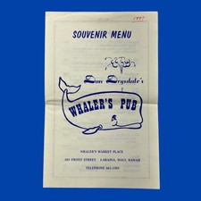 Maui Hawaii 1977 Whalers Pub Menu Lahaina Don Drysdale Souvenir Ephemera Vintage