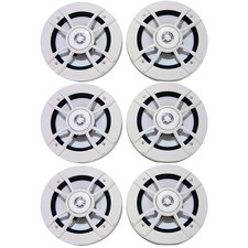 6x 6.5" 100 Watt Max Power 2-Way OEM Replacement White Marine Speakers