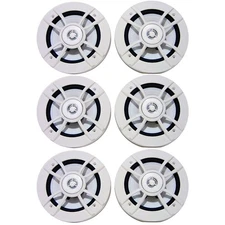 6x 6.5" 100 Watt Max Power 2-Way OEM Replacement White Marine Speakers