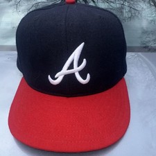 New Era Vintage Atlanta Braves 5950 Black/Red Cap Size 7 MLB Baseball