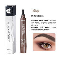 2 Dark Brown - 4 Tip Eyebrow Pencil Waterproof Microblading Brow Pen Natural
