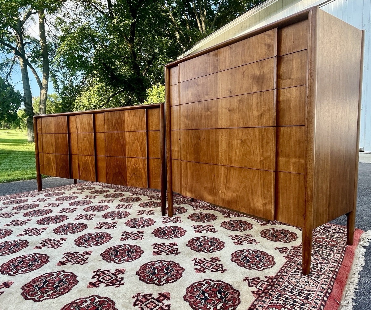 Mid Century Modern Drexel Parallel King Bed, Dresser Set/Ship RATES IN DESCRIPT