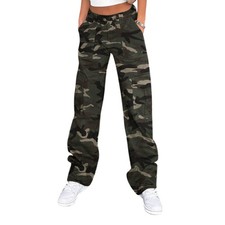 Women's Oversized Camo Cargo Pants Jogger Trousers Workout Sweatpants Camoufl...