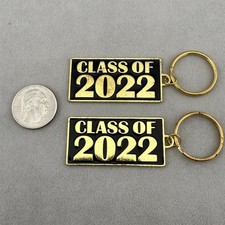 Lot Of 2 Class Of 2022 Senior Year Graduation Gold Tone Keychain Key Ring 62820