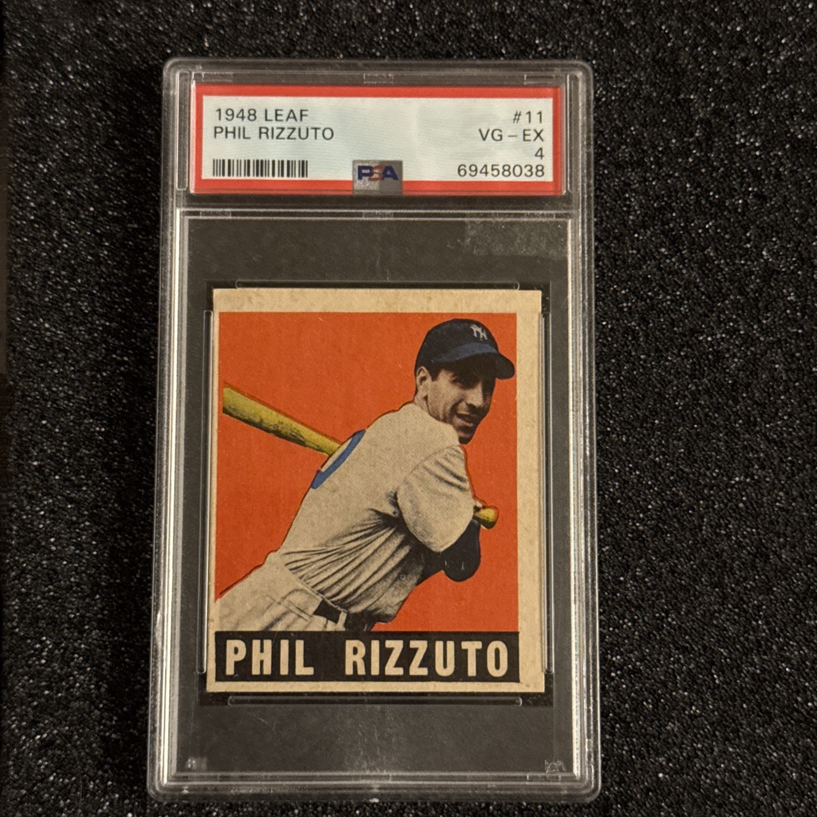 1948 LEAF #11 PHIL RIZZUTO RC ROOKIE PSA 4
