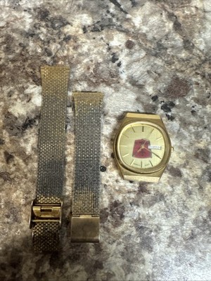 Bulova Al Menah Caravelle Quartz Gold EP Shriners Freemason Wristwatch 42C24Y