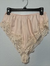 Vintage 90s Victoria's Secret Shorts Panties Pink Satin White Lace High Waisted