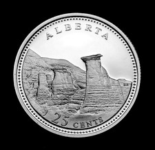 1992 Canadian Alberta Queen Elizabeth II Proof Silver 25 Cent Coin