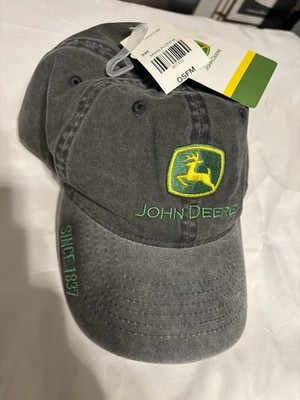 John Deer Snapback Trucker Hat Black White with Buck Logo