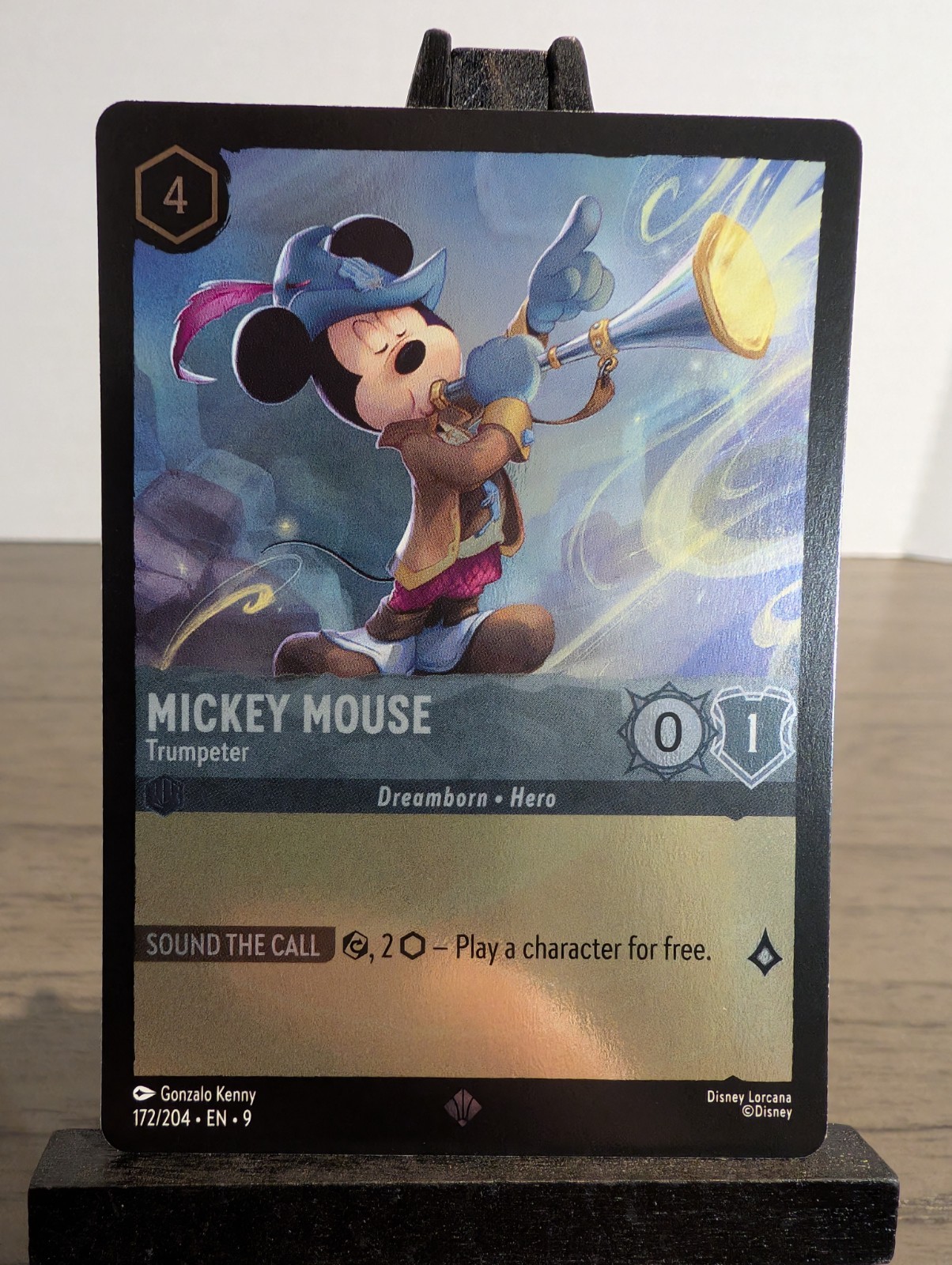 Disney Lorcana Fabled Mickey Mouse Trumpeter Cold Foil 172/204 NM Super Rare