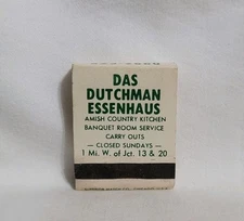 Vintage Das Dutchman Essenhaus Restaurant Matchbook Middlebury IN Advertising