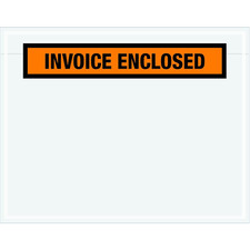 TLPL23 "Invoice Enclosed" Envelopes, Panel Face, 7" X 5 1/2", Orange Pack of 10