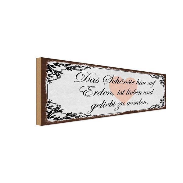 Holzschild 10X27 Cm SchöNste Auf Erden Ist Lieben Dekoration Deko Geschenk Holz-image