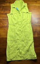 Elie Tahari Sleeveless Dress Womens Sz 8 Vibrant green Summer Linen Dress 