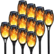 Solar Torch Light with Flickering Flame, 12Pack Solar Lights Outdoor, Waterproof
