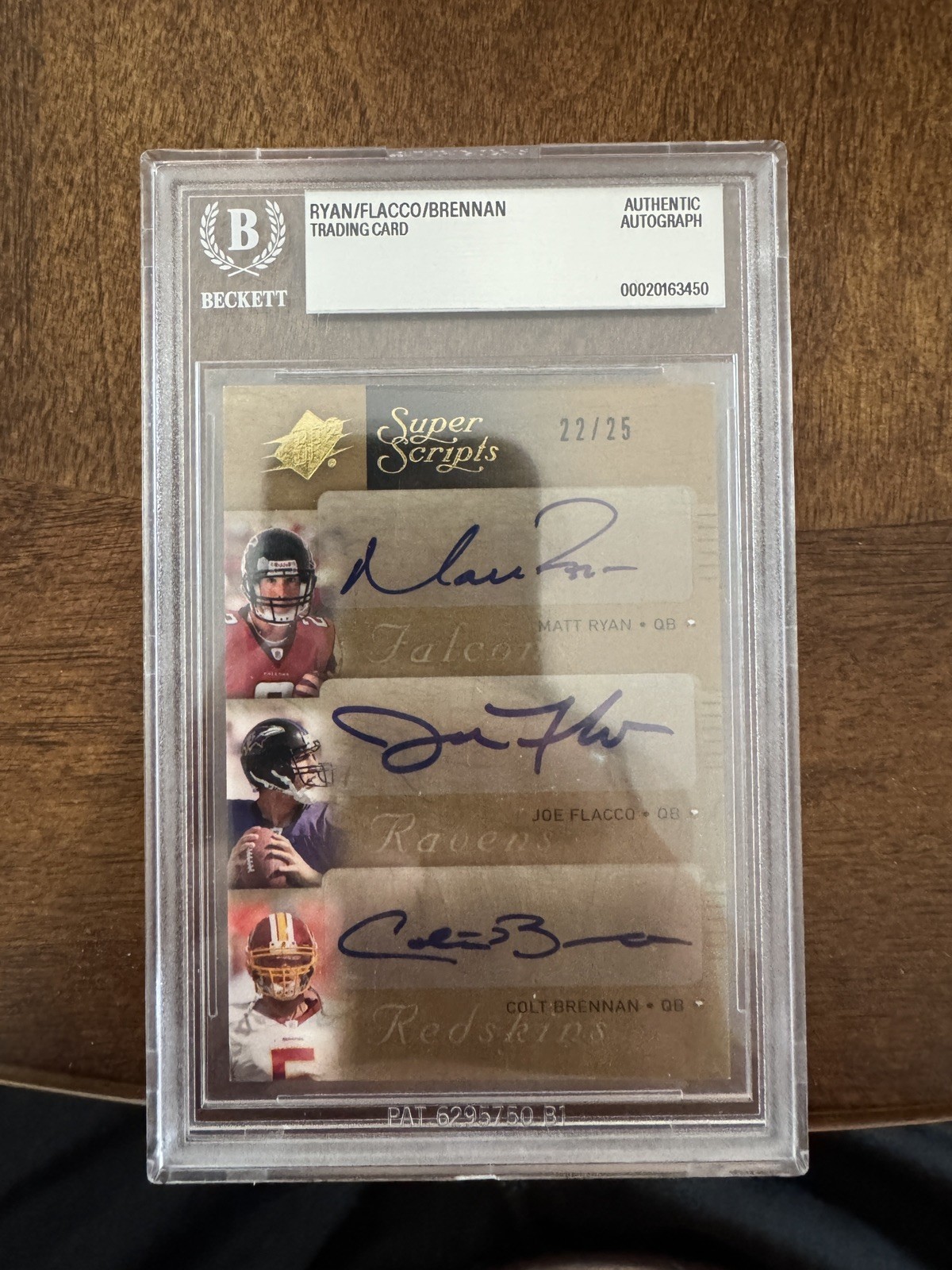 2008 SPx Super Scripts Matt Ryan Joe Flacco Colt Brennan Triple Auto /25 BAS