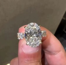 3.20 Ct Lab-Created Oval Cut White Diamond Engagement Ring 14K Yellow Gold FN