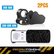 30X 60X 90X Illuminated Jewelers Eye Loupe Foldable Magnifier Bright LED Light