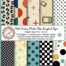 Mid-Century Modern Retro Scrapbook Paper: Vintage Craft Paper Pad, 1950's and 19