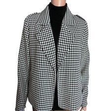Chico s Houndstooth Blazer Large Swing Jacket Career Workwear Capsule Wardrobe