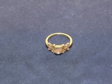 Elegant Gold Tone Solitaire Crystal Ring