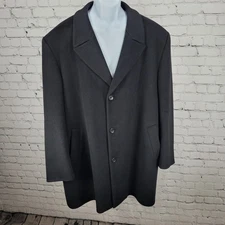Daniel Cremieux Signature Collection Black 100% Wool Buttoned Over Coat Size XL