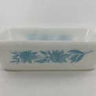 Vintage Glasbake Aqua Blue Thistle Bread Dish J522 9” Rectangle 2.5” Tall