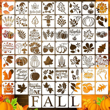 60 Pcs Fall Stencils for Painting Reusable Leaf Pumpkin Thanksgiving Templates C