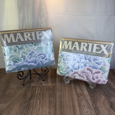 Vintage Martex Silk Forest Floral KING Sheet Set Flat & Fitted New Old Stock