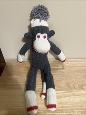 Handmade 19  Plush Sock Monkey Unbranded MADE IN EUROPE Valentine Heart Eyes