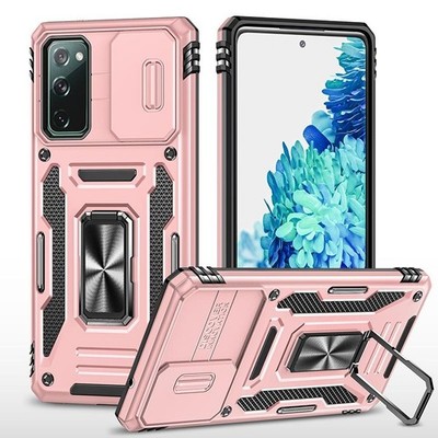 Für Samsung Galaxy S20 FE Armor PC + TPU Camera Shield Phone Case (Rosegold)