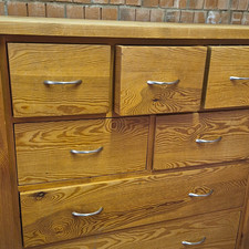 Commision built Traditional Oak Chest of Drawers 8 Drawer Chrome Pull 120cm