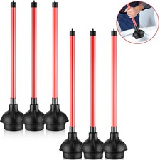 6 PCS Toilet Plunger Bulk Heavy Duty Rubber Double Thrust Force Red 20.5x4 In
