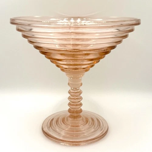 Vintage Anchor Hocking Manhattan Pink Depression Martini Glass