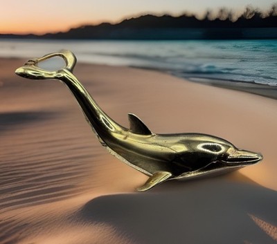 Vintage BMF Dolphin Bottle Opener 24k Gold Plated - West Germany - Label