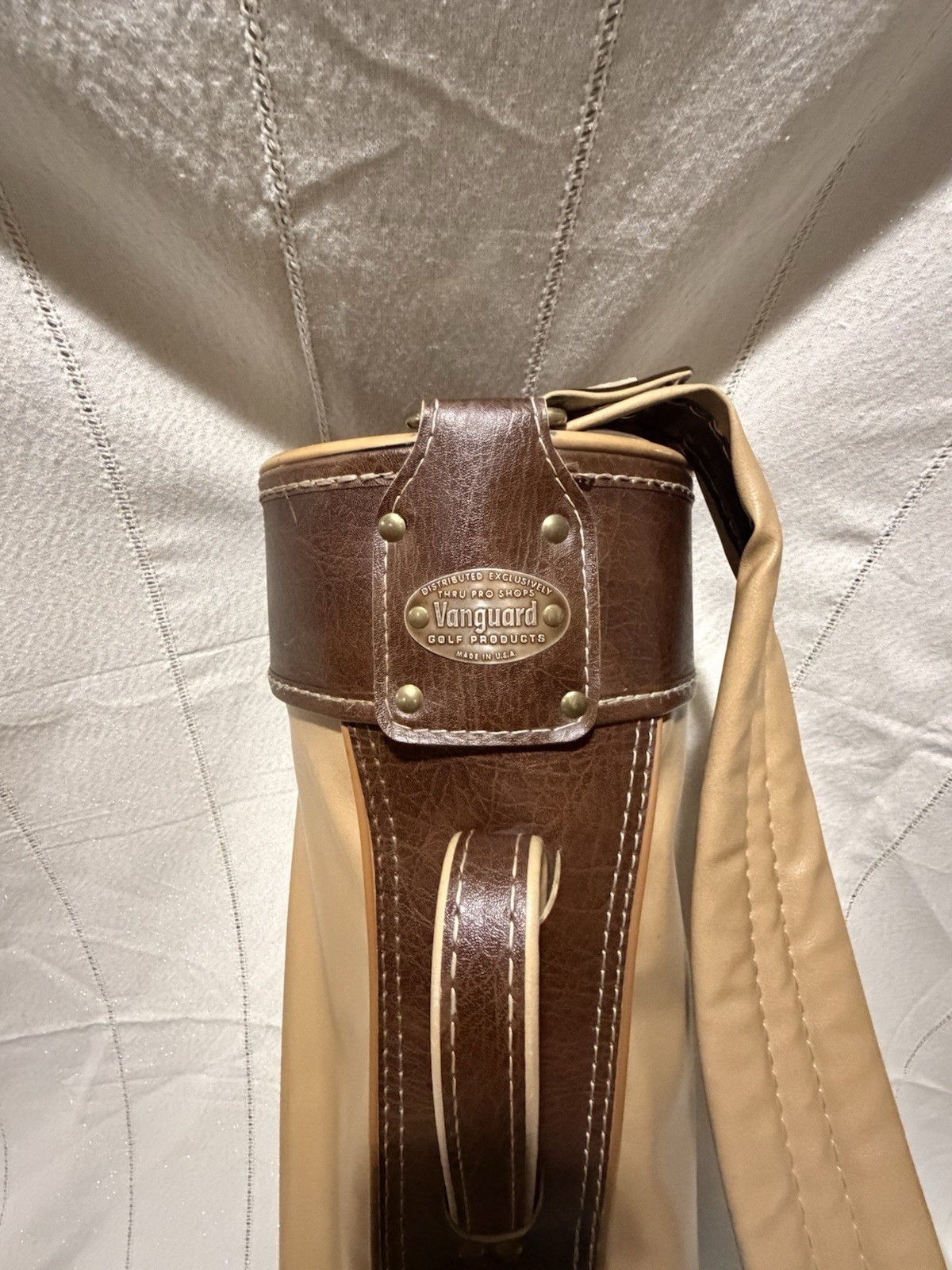 Products Vintage Leather Golf Bag Brown Beige 6-way Divider