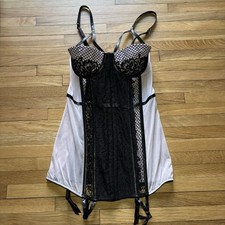 Victoria's Secret Women s 34C Lace Corset Bustier Sheer Lavender Faux Leather