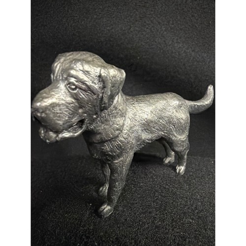 VTG Border Terrier Retriever Dog Figurine Small Silver Pewter Metal Animal Decor