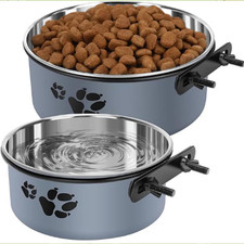 Steel Pet Bowls 2 Pack Stainless Steel Dog Crate Bowls Hanging No Spill Feeder