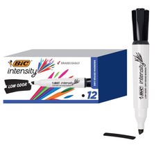 BIC Intensity Black Low Odor Dry Erase Markers, 12 Count Pack of 1 ,