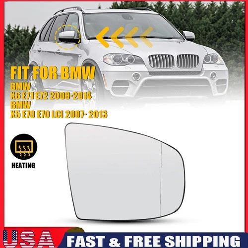 Fit 07-14 BMW X5 X6 E71 E70 Rearview E72 Wing Mirror Glass Heated Passenger Side