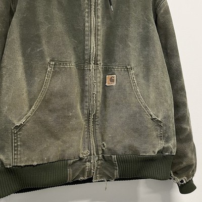 Carhartt J130 MOS Thrashed Faded Moss Green Hooded Active Jacket